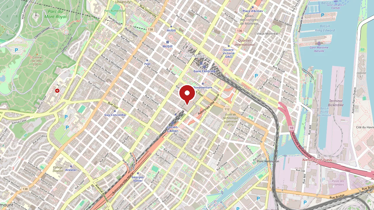 Carte du secteur Centre Bell, Montréal